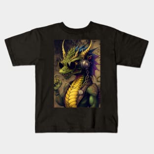 Groovy Dragon with Sunglasses and Headphones Kids T-Shirt